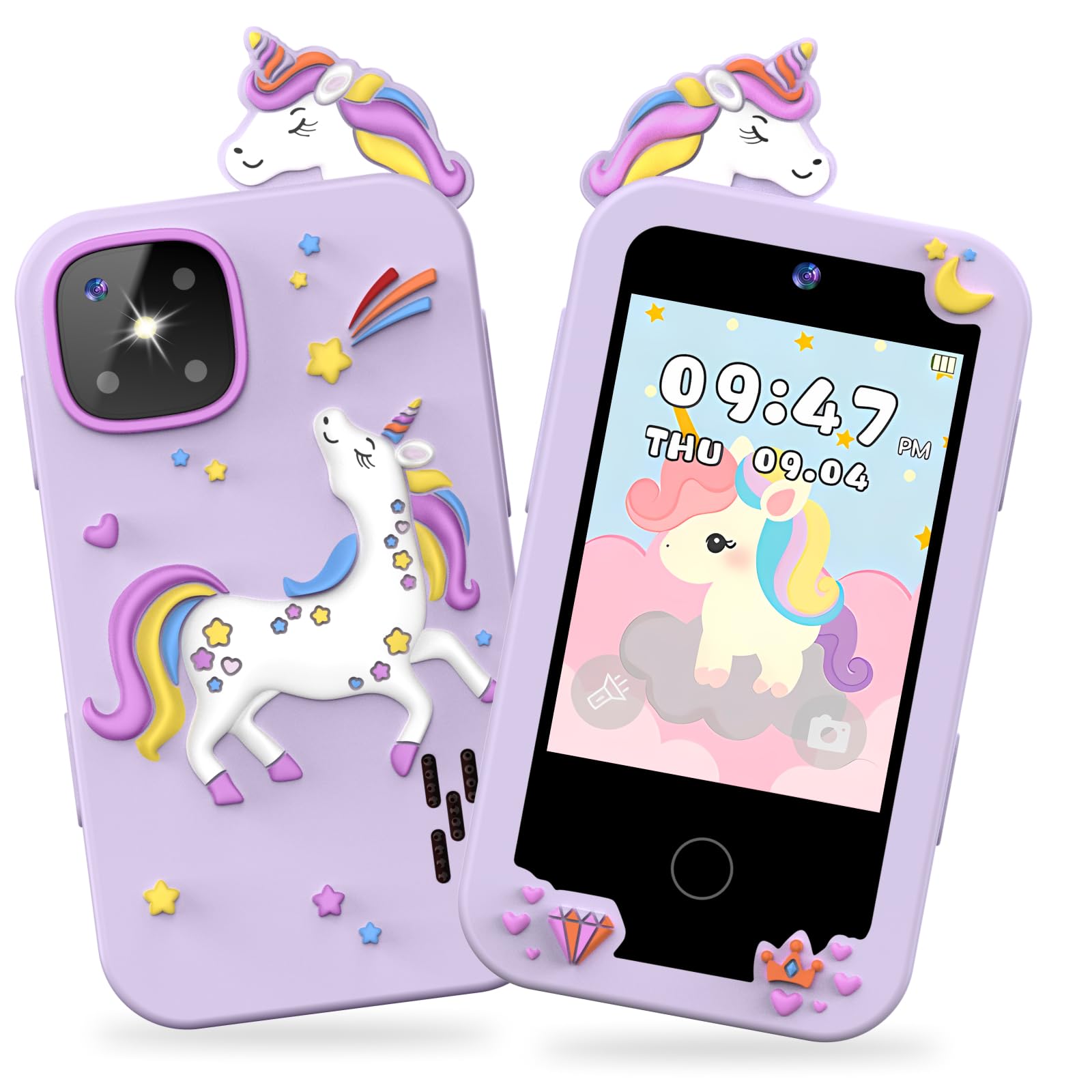 Kids Smart Phone Toys for Girls Age 3-9, Touchscreen Dual Camera Kids Phone, Christmas Birthday Gifts for Age 3 4 5 6 7 8 9, Toddler Learning Play Toy with Music Player, 8G Card