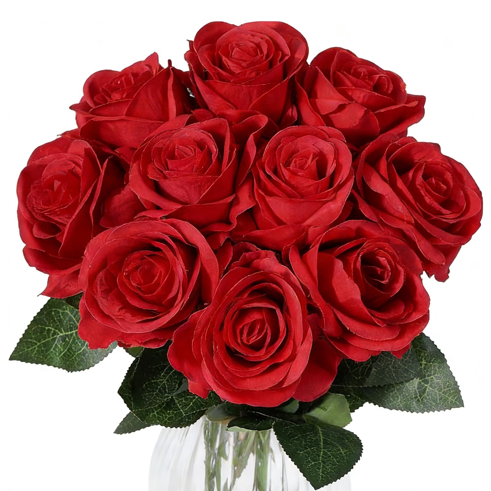 CtiUjdx 1 Bunch Red Roses, Artificial Red Flowers Bouquet, Fake Roses With Stem, Faux Silk Red Artificial Roses, Faux Roses, Rose Flower Arrangement For Wedding Home Decor