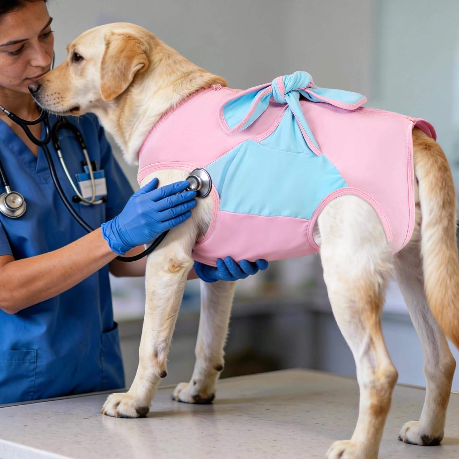 ASENKU Vêtement de Récupération Chirurgicale pour Chien - Body Post Opératoire Confortable après Stérilisation,Opération du Ventre,Adjustable,Respirant et Lavable - Alternative au Collier Élisabéthain
