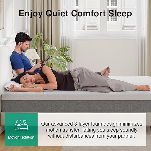 Miniatura 5 de Novilla Colchón tamaño Queen, colchón de espuma viscoelástica de 10 pulgadas, tamaño Queen en una caja, con espuma cómoda para soporte de contorno,