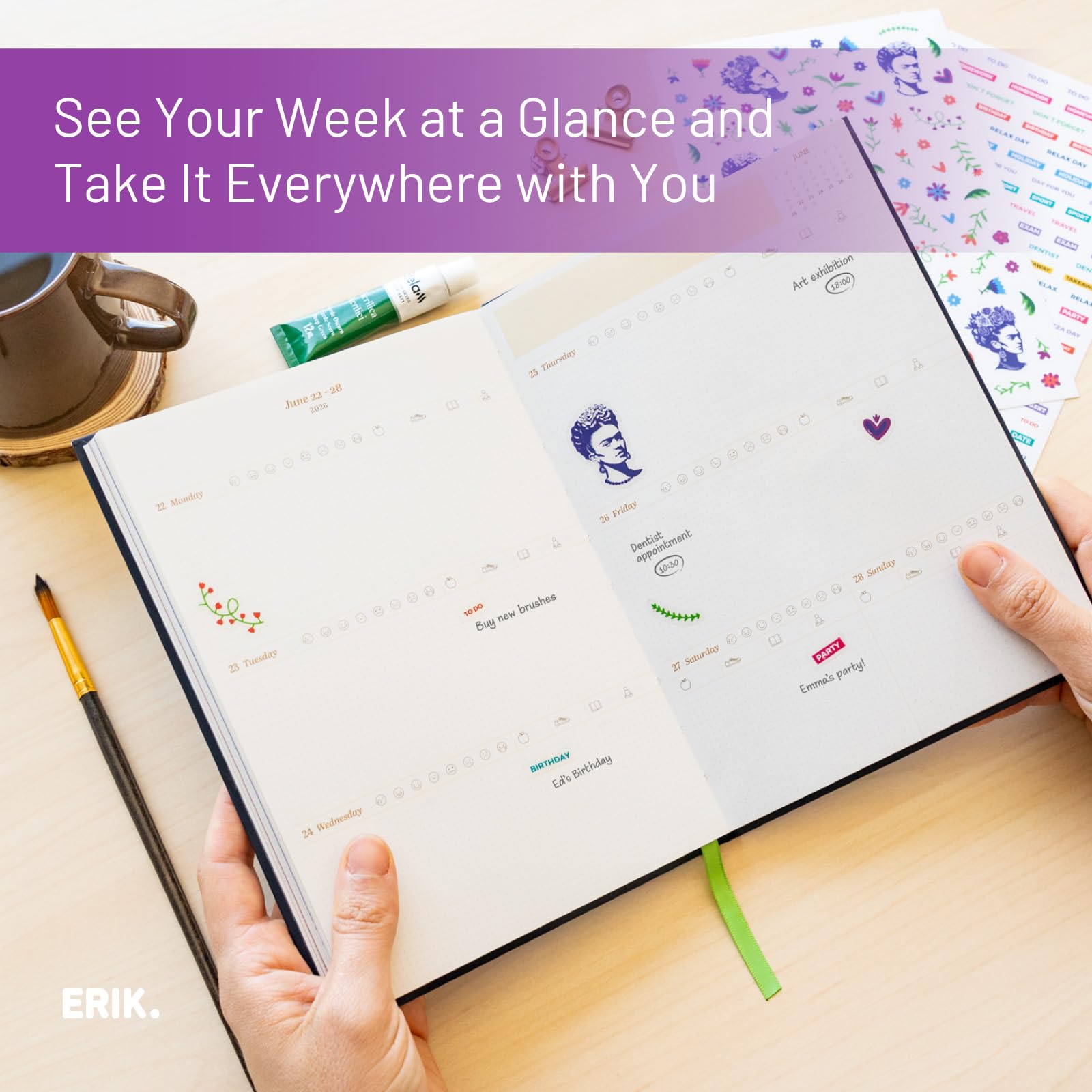 Grupo Erik - Frida Kahlo Week To View 2026 Year Diary | 2026 A5 - View #4