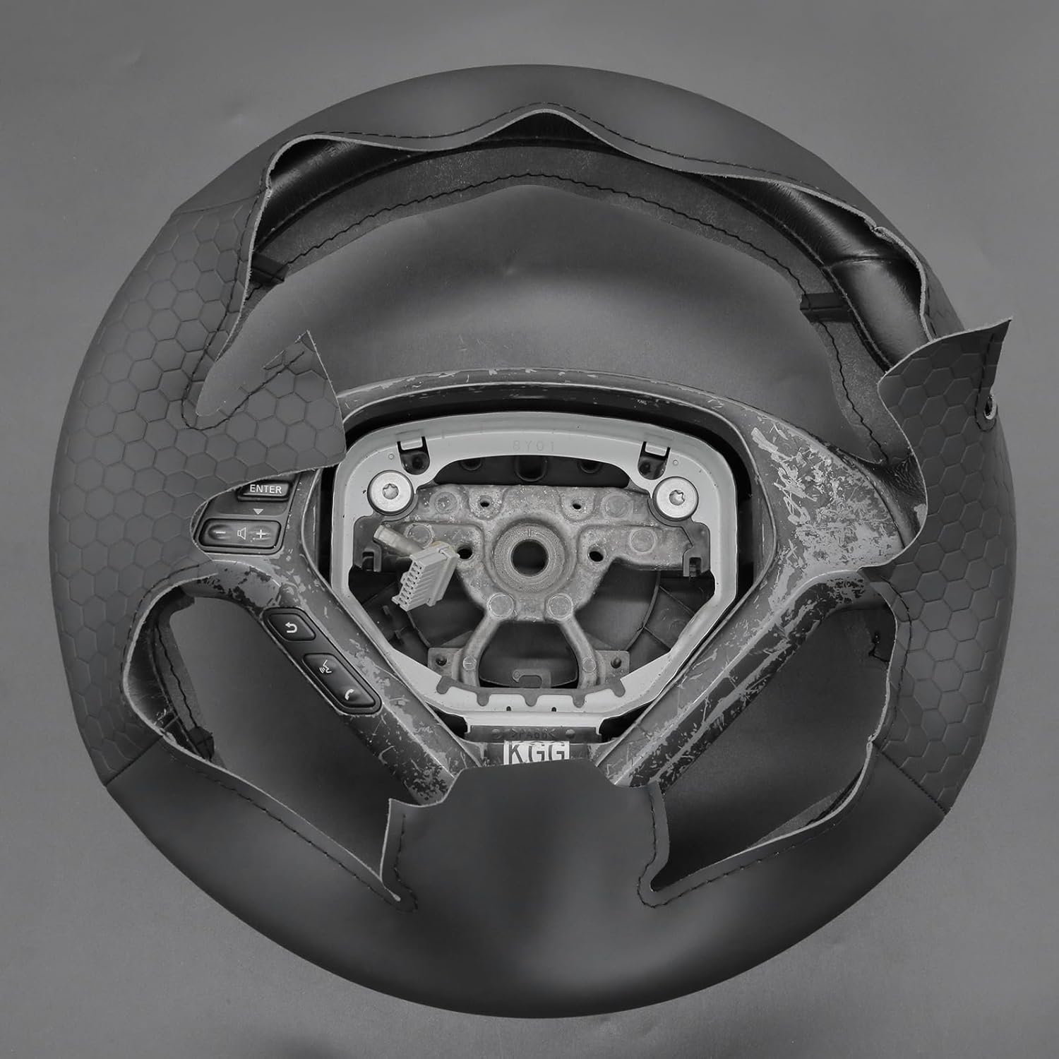 MEWANT Hand Sew Black Solid Embossed Artificial Leather Steering Wheel Cover for Infiniti G25 G35 G37 EX35 EX37 Q60 QX50