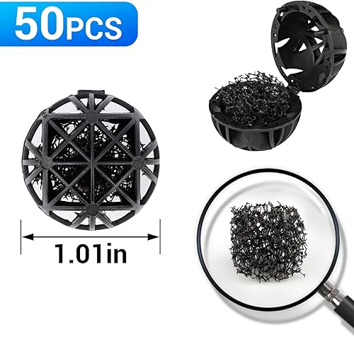 Vista 37 de Segarty Bolas biológicas para acuario, filtro de estanque Koi de 1 pulgada, bola bio con esponja para filtro de acuario, filtro de recipiente de 12