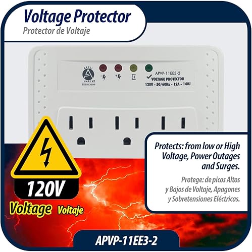 Miniatura 3 de Appli Parts APVP-11EE3-2 120 V Protector contra sobretensiones 50/60 Hz, 12 A, 140 julios para hasta 3 electrodomésticos pequeños