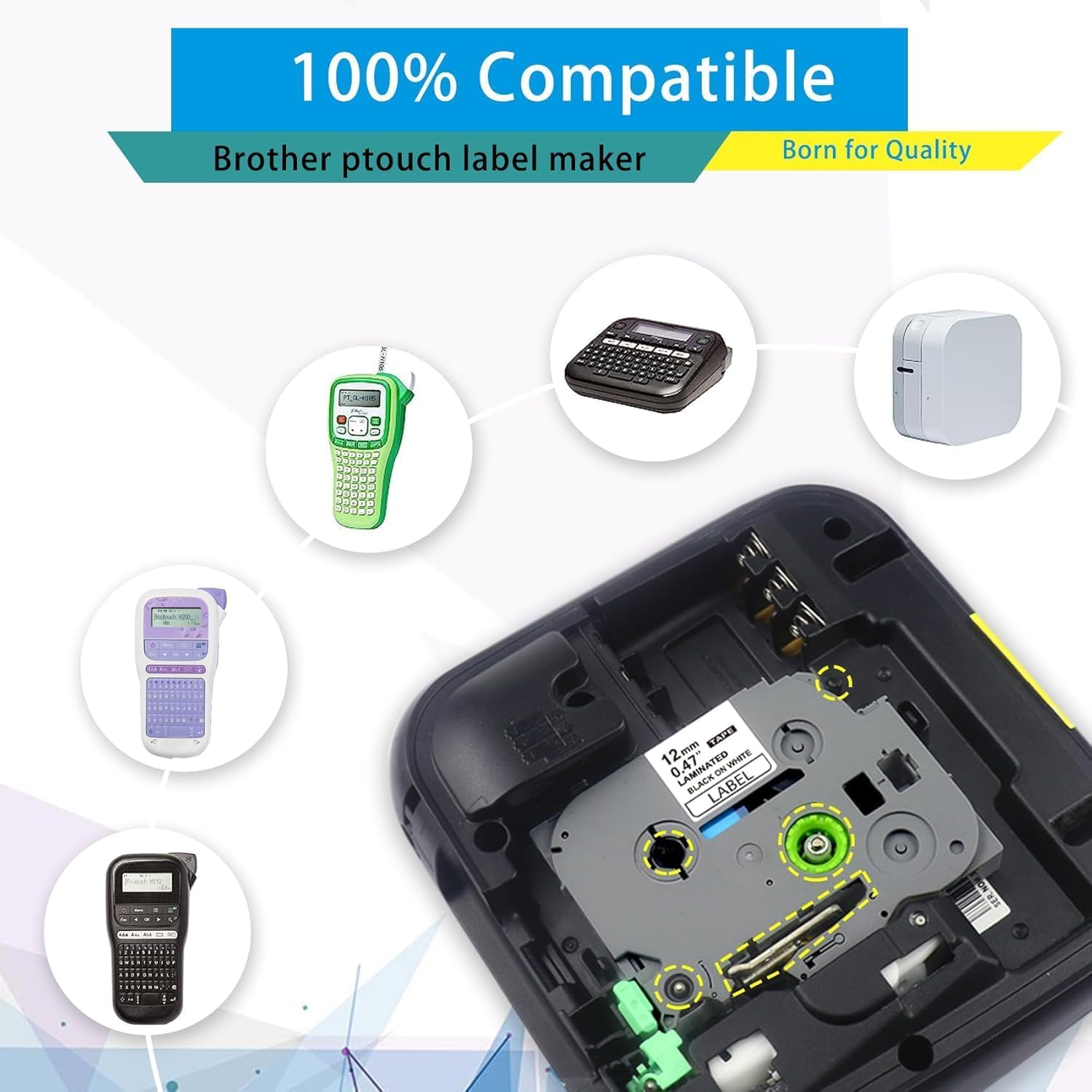 UNOKA TZe-231 12mm White Compatible for Brother Ptouch Label Printer TZe231 TZe Tz Tape 12mm 0.47 Laminated Black on White Cassettes for Brother P Touch PT-H110 D210 H200 E110 H101C P300BT 1880 - Image 2