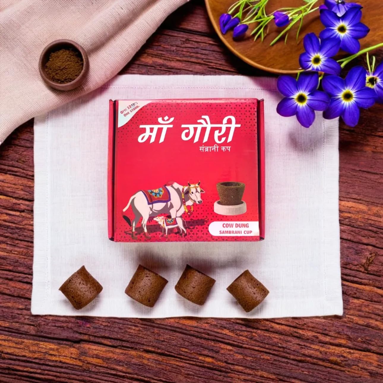 Maa Gauri Sambrani Cup 12 Pcs with Stand-image-30