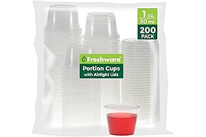 Freshware 1 oz Cups Plastic Portion Cups with Lids Disposable Plastic Cups