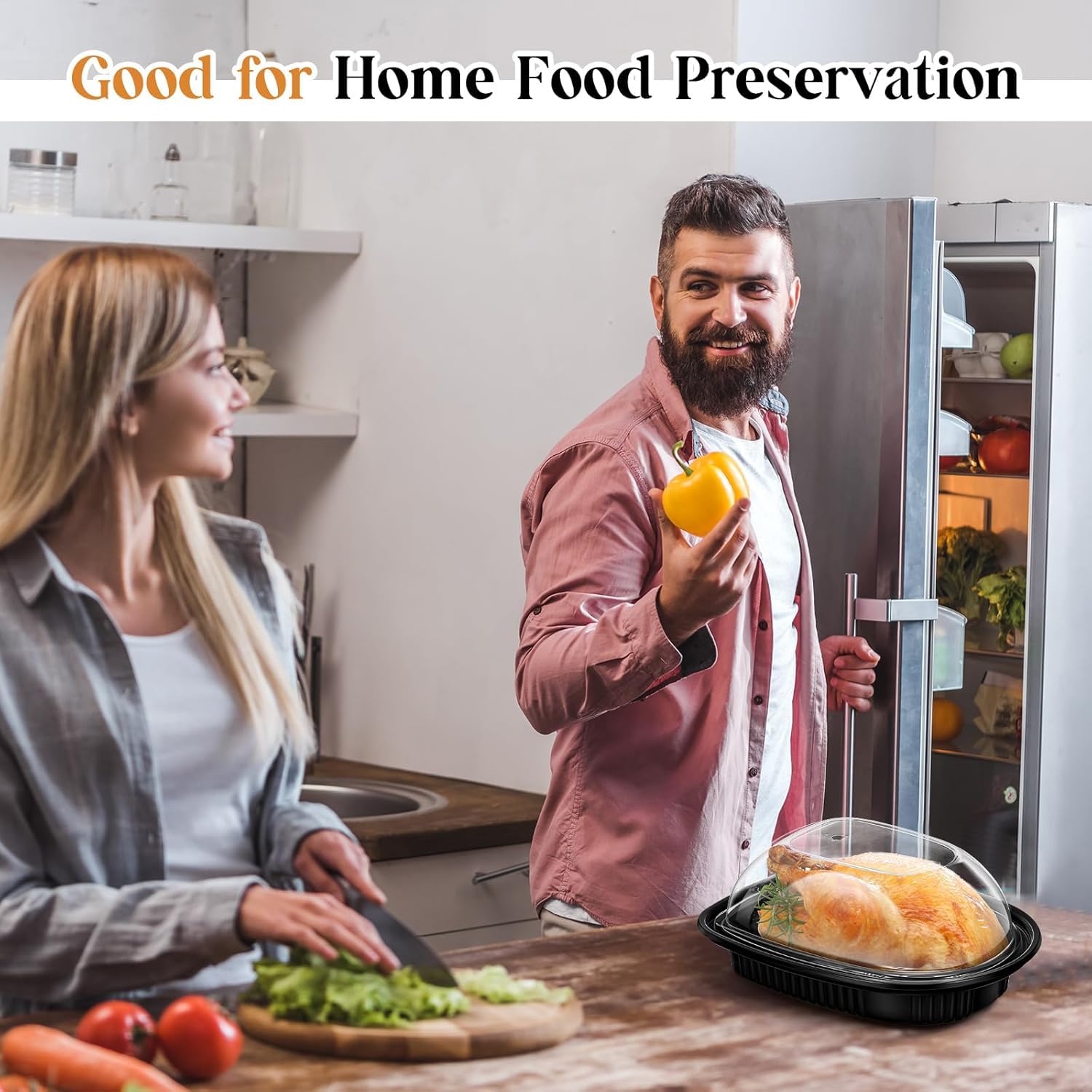 Paquete De 20 Recipientes De Plástico Negro con Tapa para Almacenar Pollo Asado - Recipientes Reutilizables De Tapa Alta para Llevar, Ideales para Almacenar Alimentos Y Preparar Comidas.
