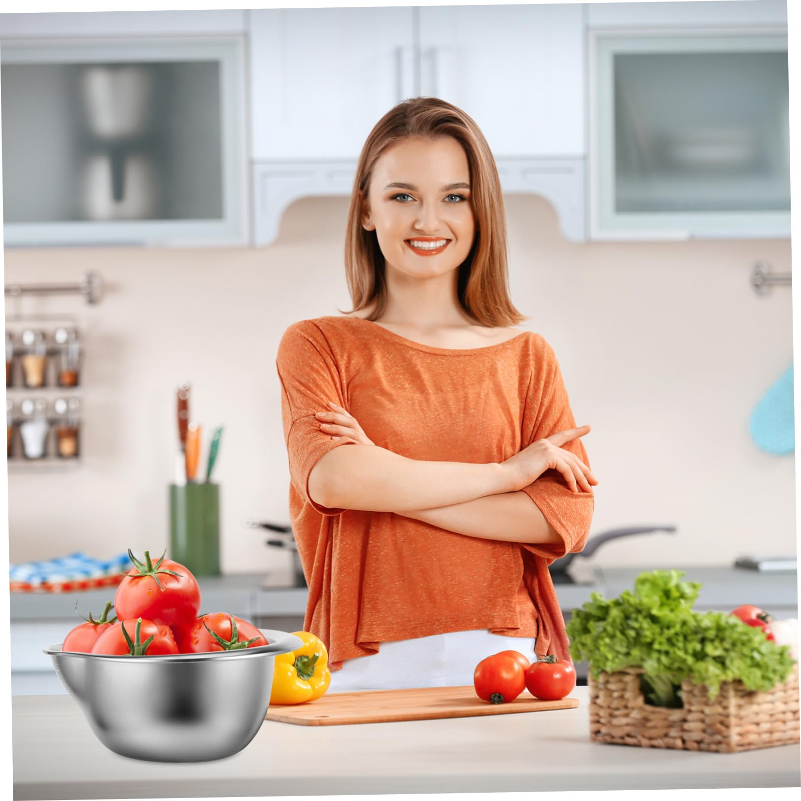 Colador de Cocina Acero Inoxidable Cesta de Drenaje Multiusos para Frutas Verduras y Arroz