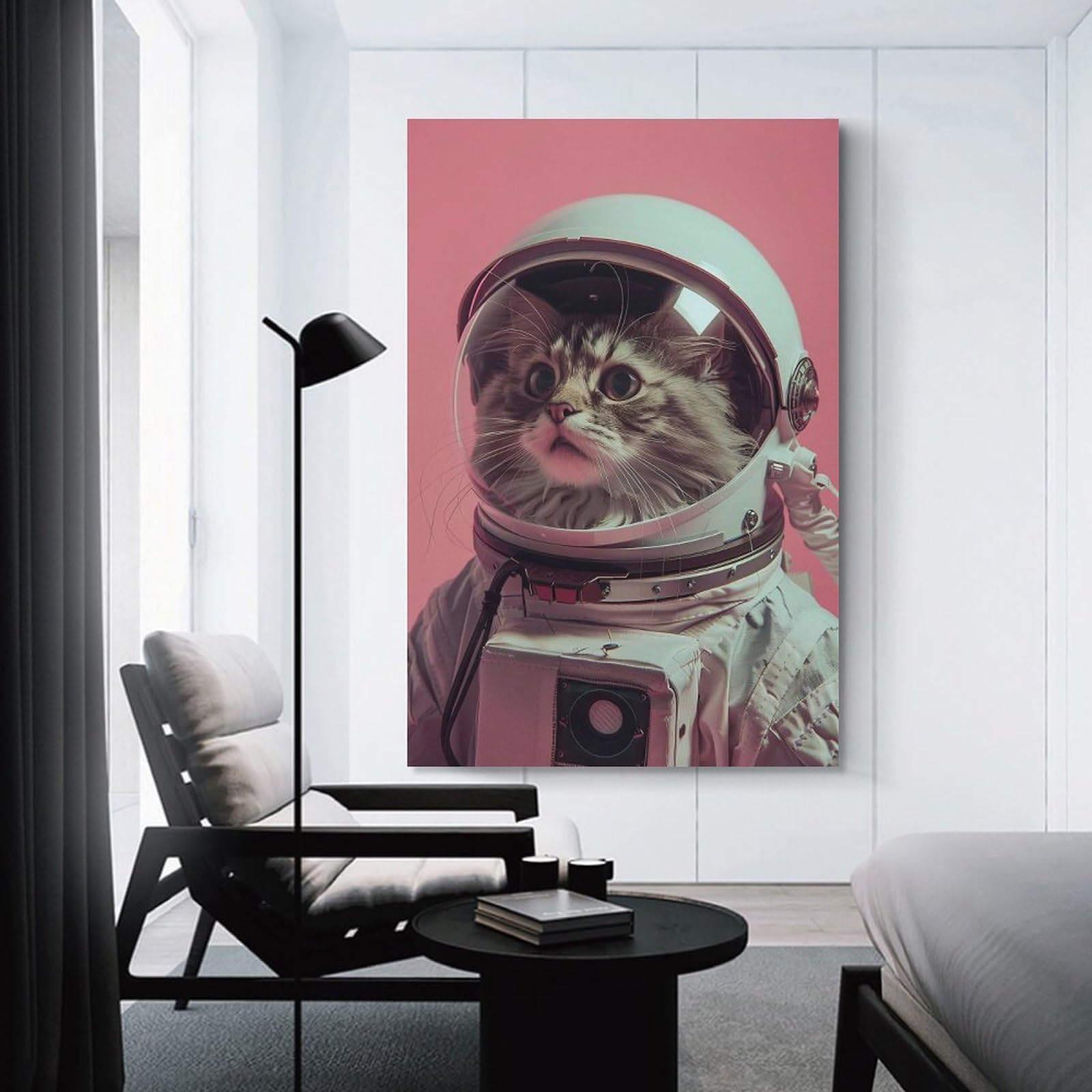Junmoney Wall Art Print Maine Coon Astronaut, 24x36inch(60x90cm), for Living Room, Bedroom Or Apartment Walls, Modern Wall Decor for Cosy Interiors