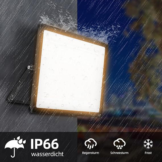 500W LED Floodlight Outdoor,3000K 50000LM Super Bright LED Security Lights,IP66 Waterproof Adjustable 180° Bracket Outside Lights,OutdoorFlood Lights for Garden, Garage, Yard, No Plug