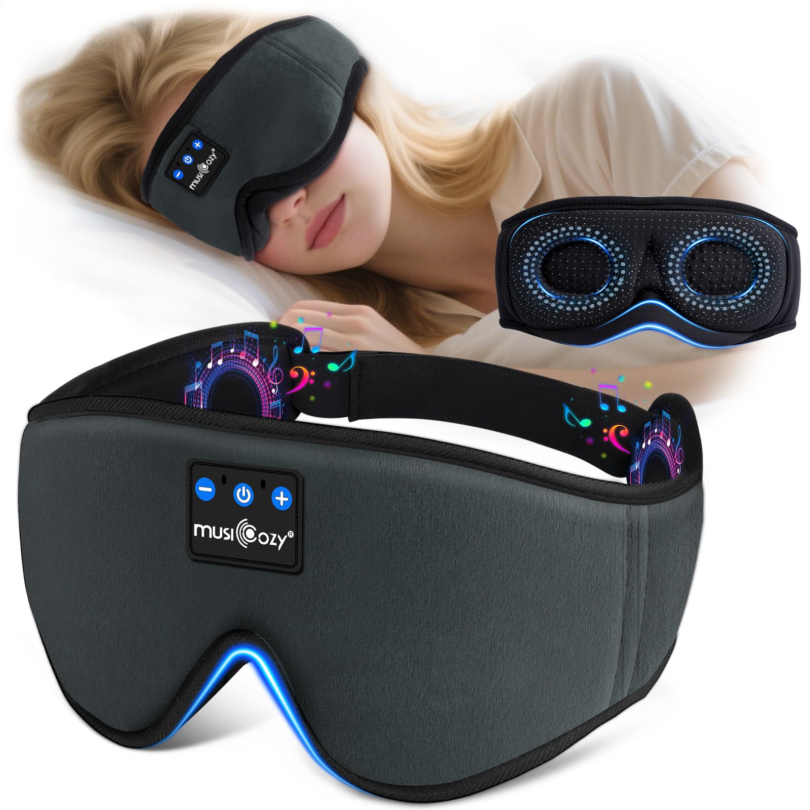 MUSICOZY Bluetooth Headphones, Wireless Music Headphones with Ultra-Thin Speakers, Soft Breathable Fabric for Running, Yoga, Travel, Relaxation, GH104-image-34