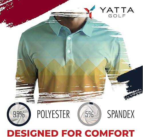 Miniatura 5 de YATTA GOLF - Mens Golf Shirt Moisture Wicking Quick-Dry Short Sleeve - Standout Performance Casual Polo Shirts for Men