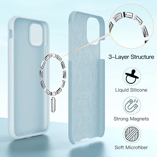 Miniatura 4 de Aulofe Funda de silicona para iPhone 11 Pro Max, compatible con MagSafe forro de microfibra Funda protectora magnética antihuellas para iPhone 11
