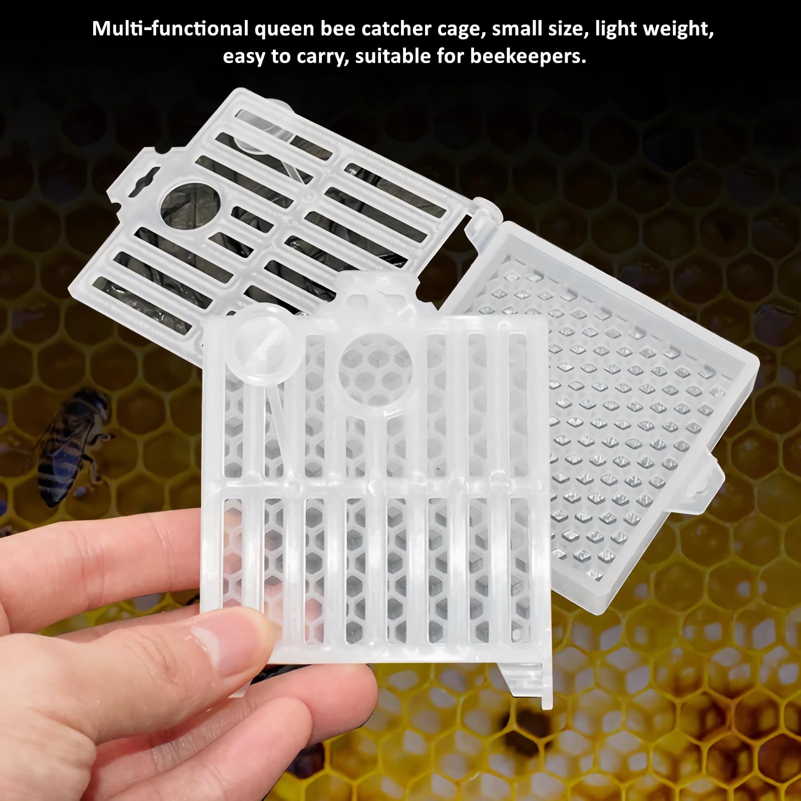 Duokon Cage Reine des Abeilles, 5 Pices Cage de Receveur D'abeilles Reine en Plastique Outil de Cage de Transport D'levage de Reine Apiculture Abeille Cage Mobile Fournitures D'apiculteur