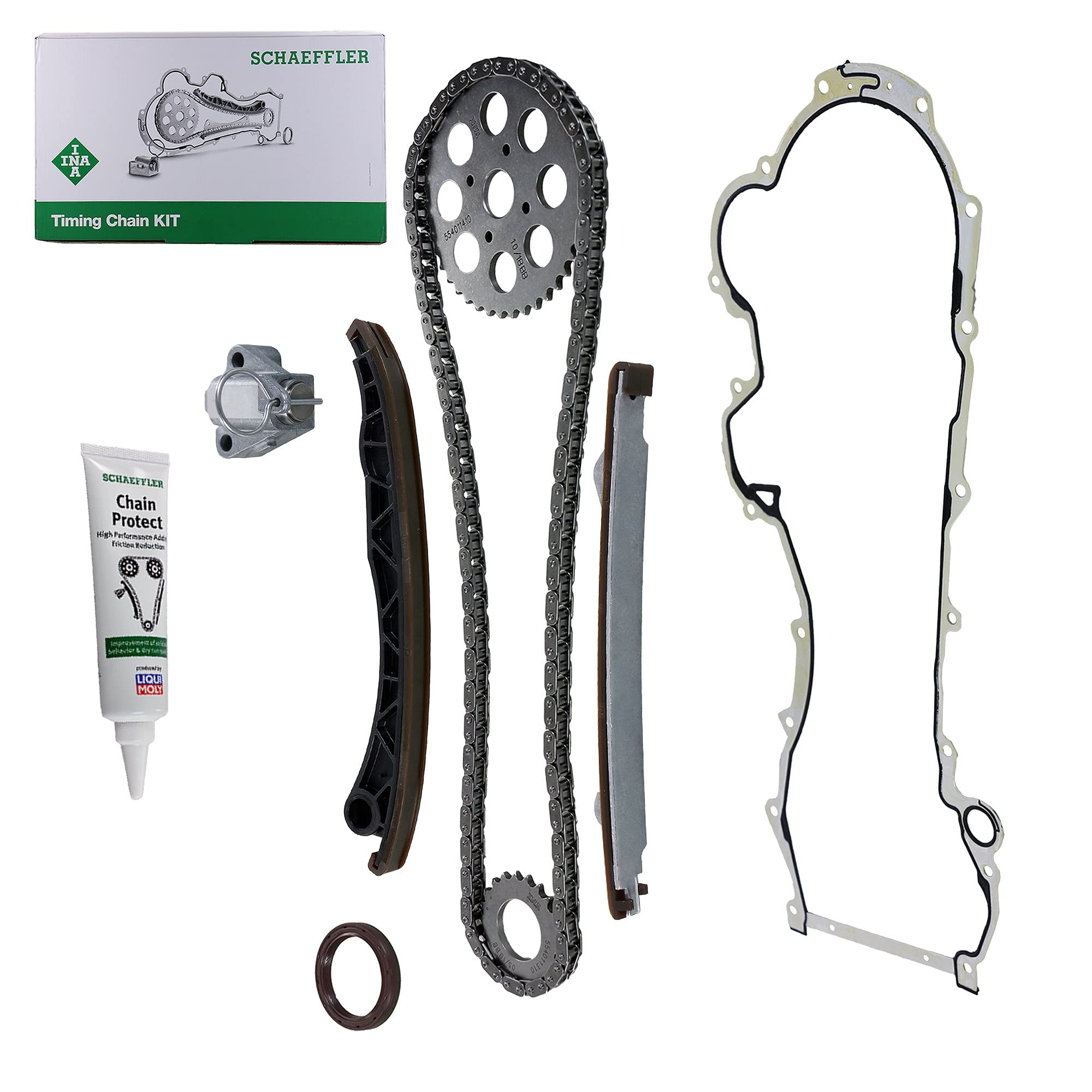 INA 559 0028 30 Kit catena distribuzione con paraolio-albero a gomiti con guarnizione carter distribuzione | Compatibile con: ALFA ROMEO MITO, CITROËN NEMO Großraumlimousine, NEMO Kasten/Großraumlimousine, FIAT 500, 500 C, 500L