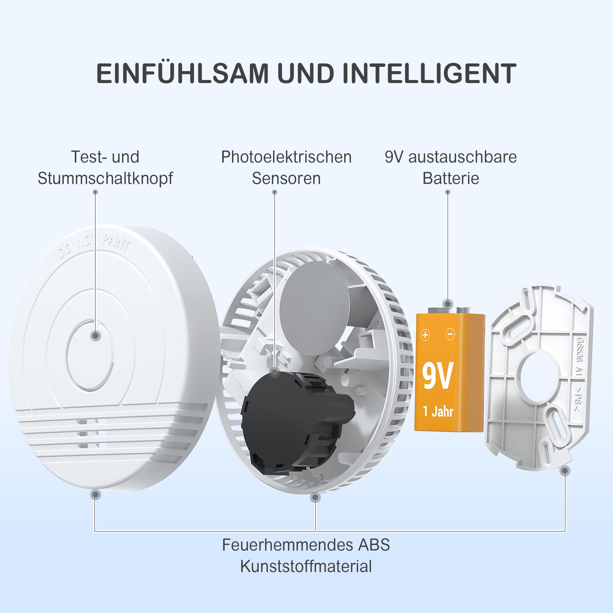 Batterie Rauchmelder, 4 Stück