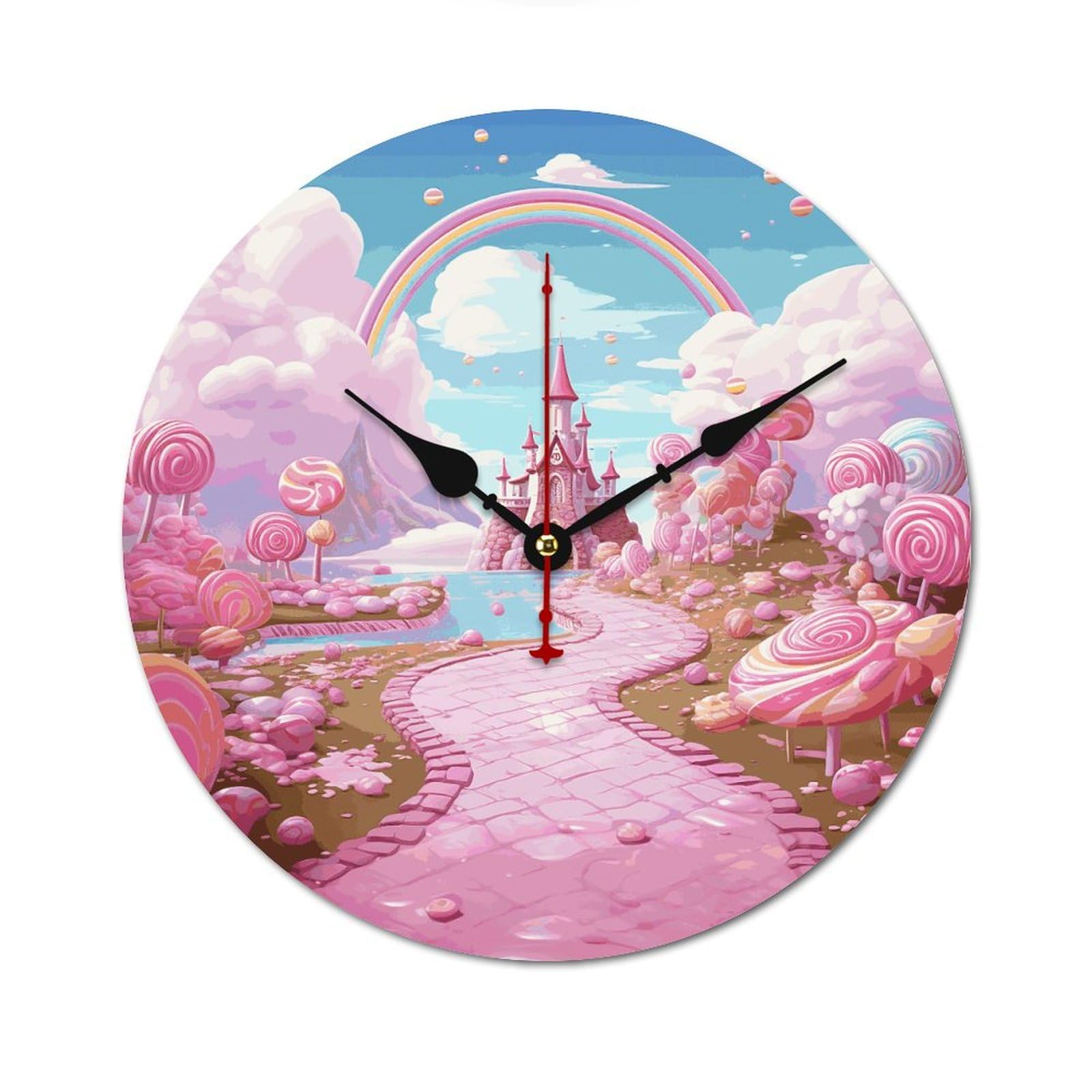 Horloge murale moderne en bois Candy Land pour une chambre d'enfant