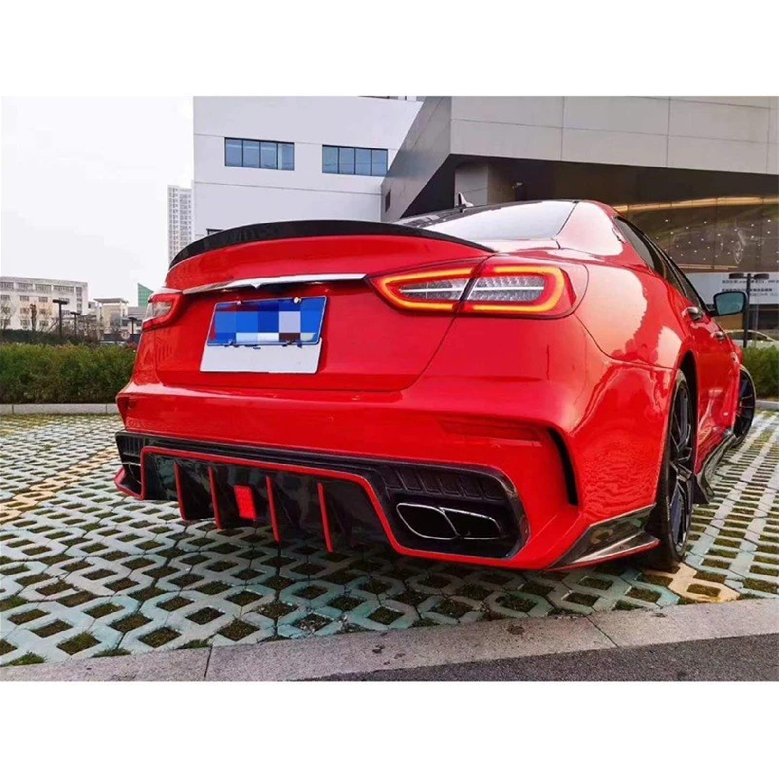 Dla Maserati Dla Quattroporte 2013-2018 Lotka Tylny Spoiler Bagażnika Skrzydło Na Klapie Modyfikacja Samochodu Spojler Tylny Trunk Wing(Real carbon fiber)