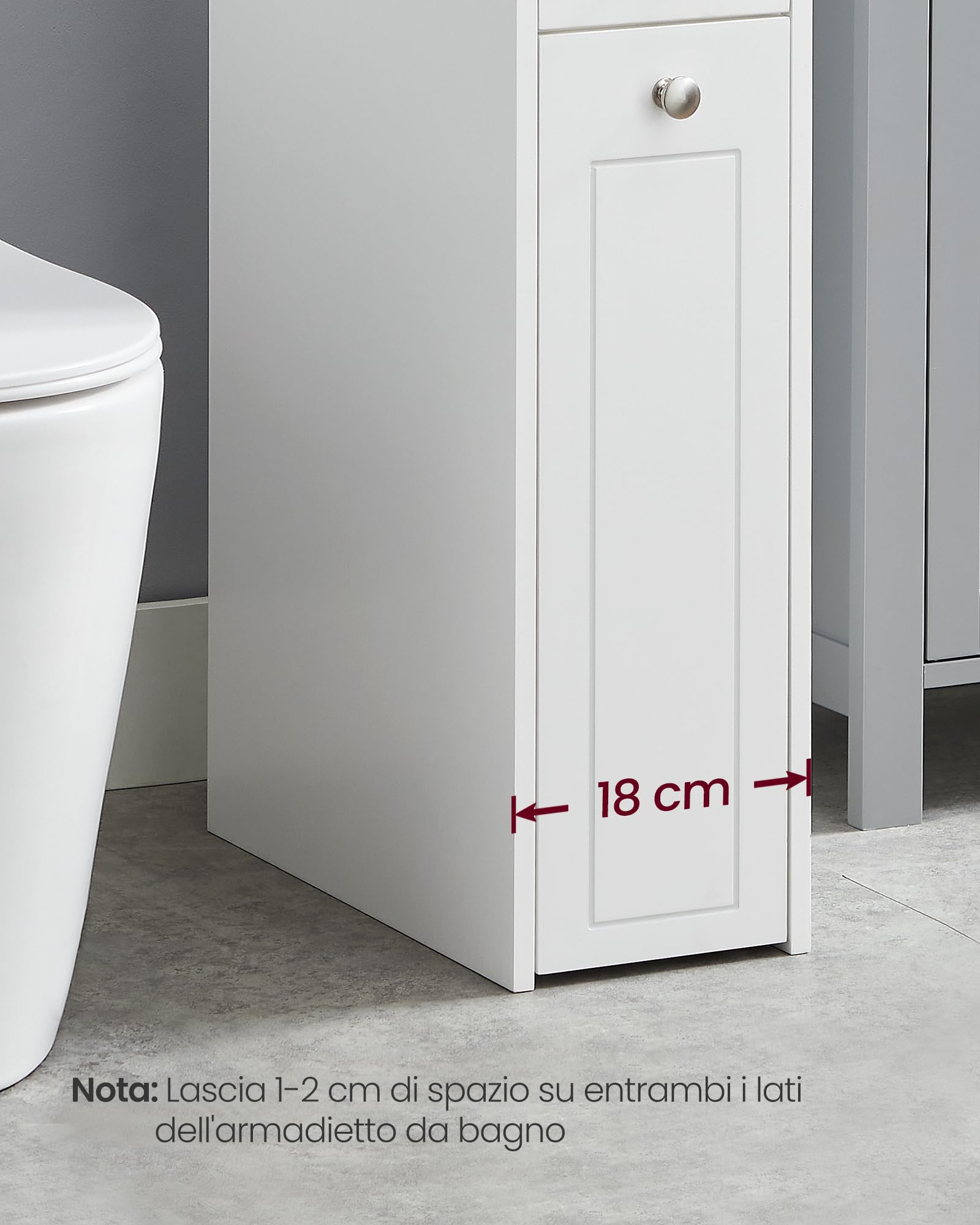 VASAGLE Mobile da Bagno, Mobiletto Salvaspazio, Mobiletto a Colonna, Porta Carta Igienica, con Cassetti, per Piccoli Spazi, Bianco BBC847P31
