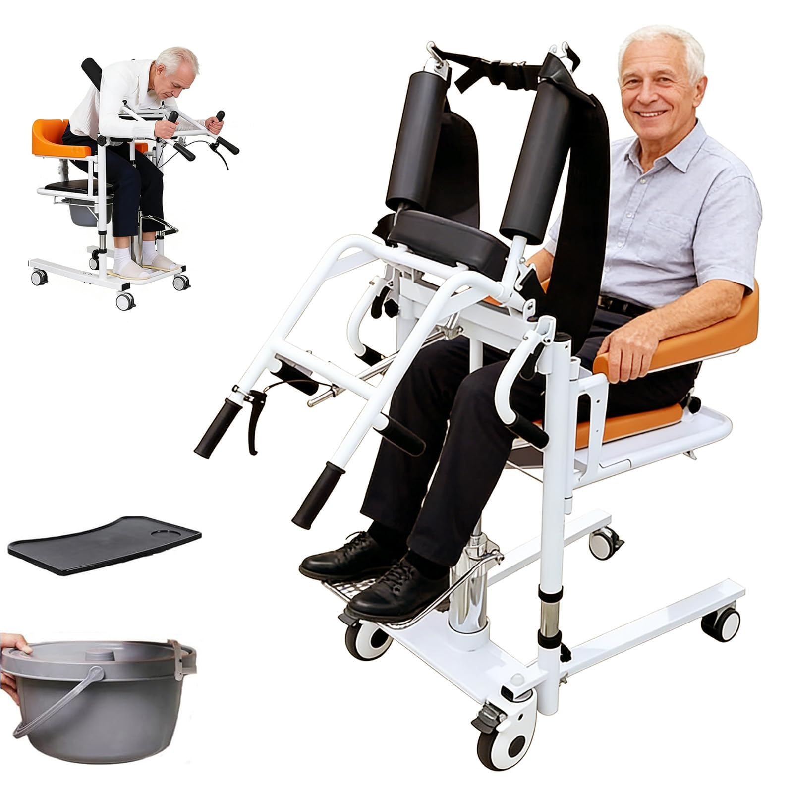 Photo 1 of Patient Lift Transfer Chair for Home, Hydraulic Patient Lift Chair with Adjustable Height & 180° Open Design - Home Care Mobility Transfer Chair for Elderly Adults, 330 lb Capacity