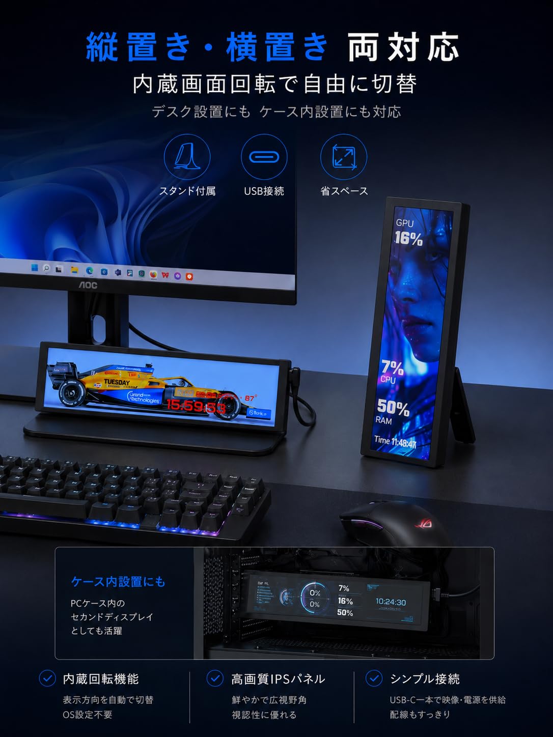 Amazon.co.jp: upHere 小型モニター 9.2インチ ディスプレイ PCケース