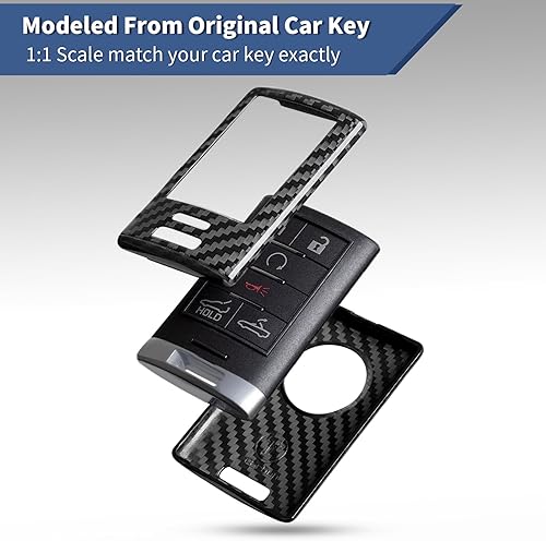 Miniatura 4 de Funda para llavero de fibra de carbono real compatible con Corvette C7 Cadillac, protector de llavero T-carbon compatible con llave inteligente C7