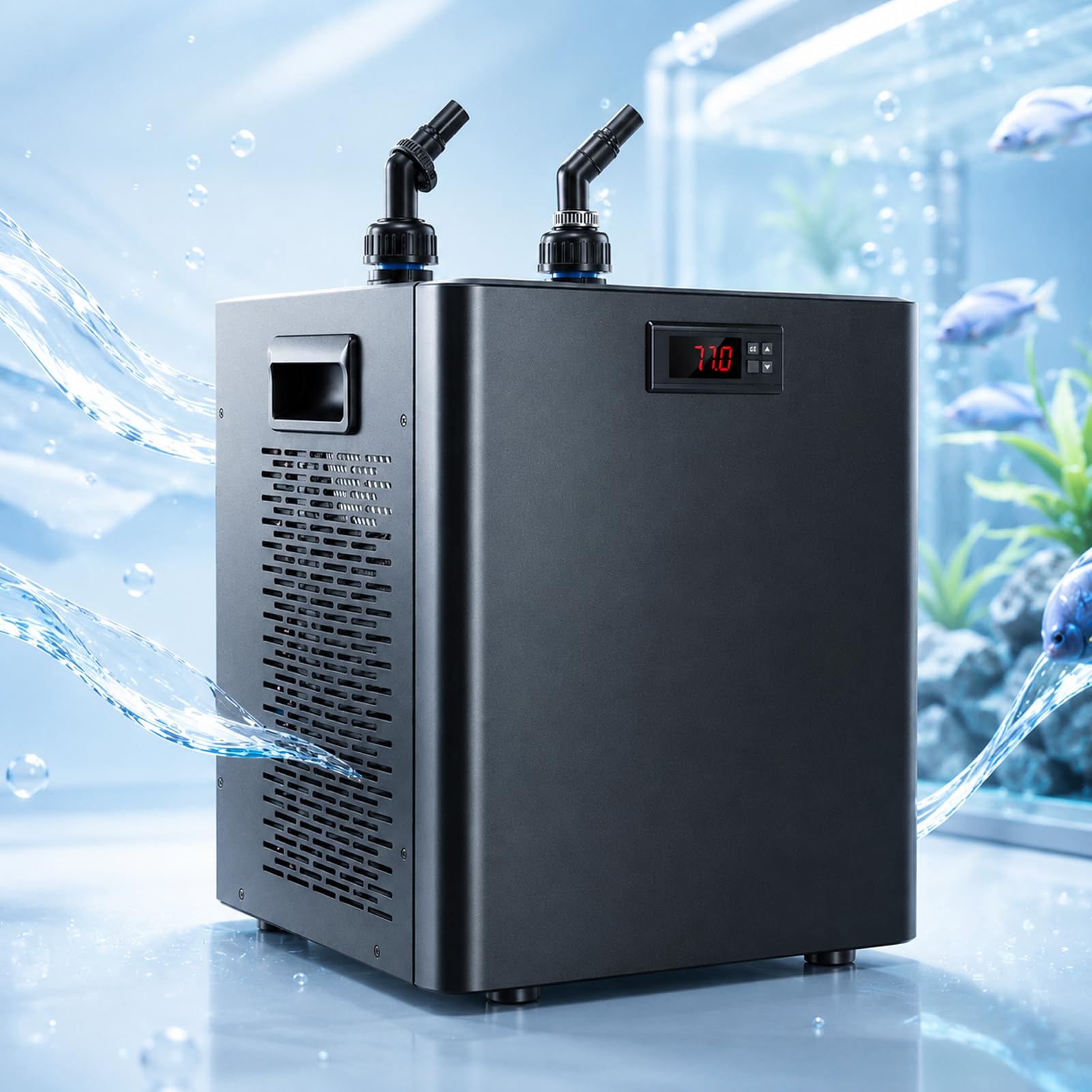 LYJIANGXIN Fish Tank Water Chiller 160L/300L/500L, Compressor Aquarium Cooler with Digital Temperature Control, Pump and Tubing for Coral Reef, Axolotl, Jellyfish, Shrimp and Aquatic Plants