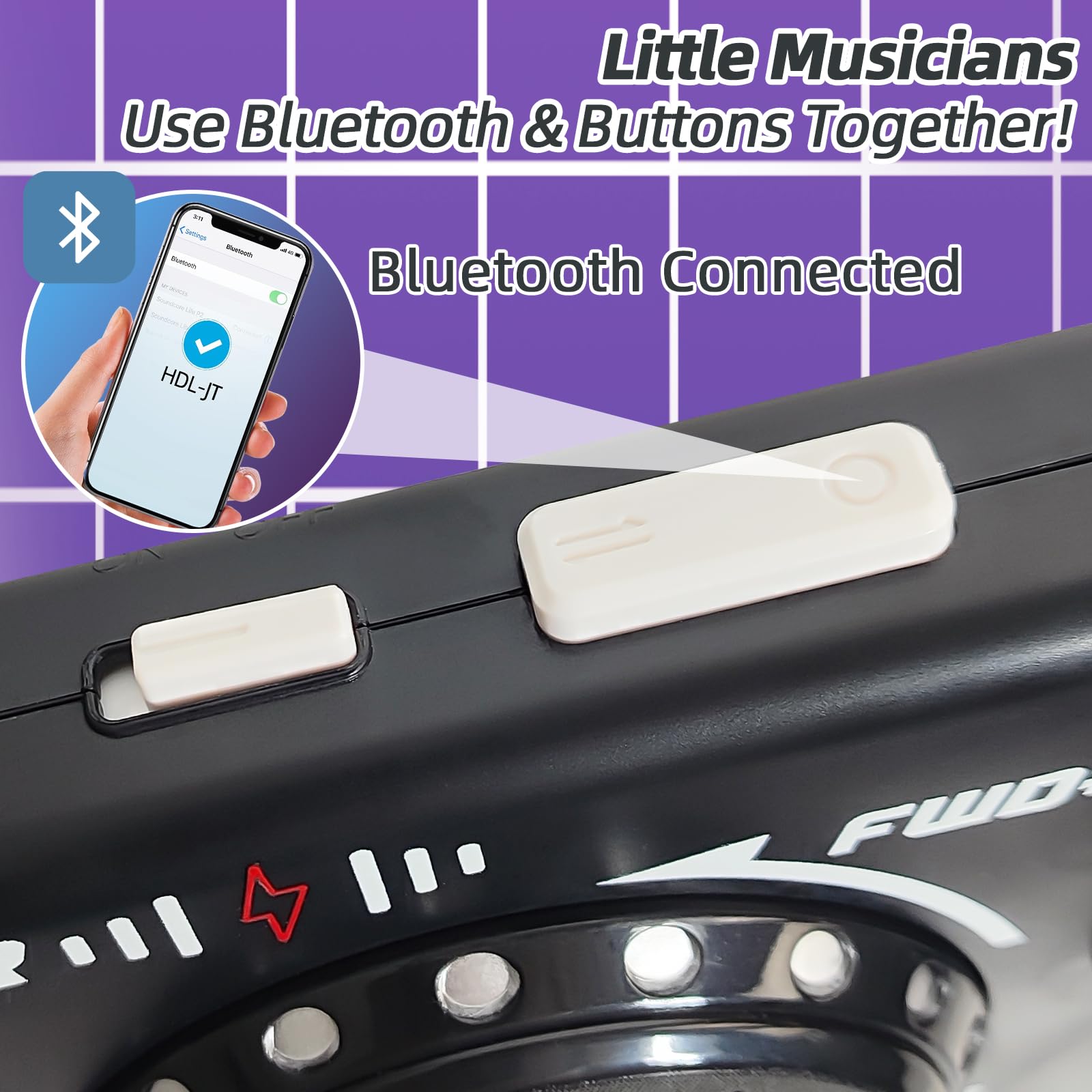 RedCrab Guitarras Musicales para Niños, Guitarras Eléctricas Inteligentes sin Cuerdas con Tocadiscos DJ, Bluetooth y Luces, Set de Guitarras de Juguete para Principiantes en la Educación Music (negro)