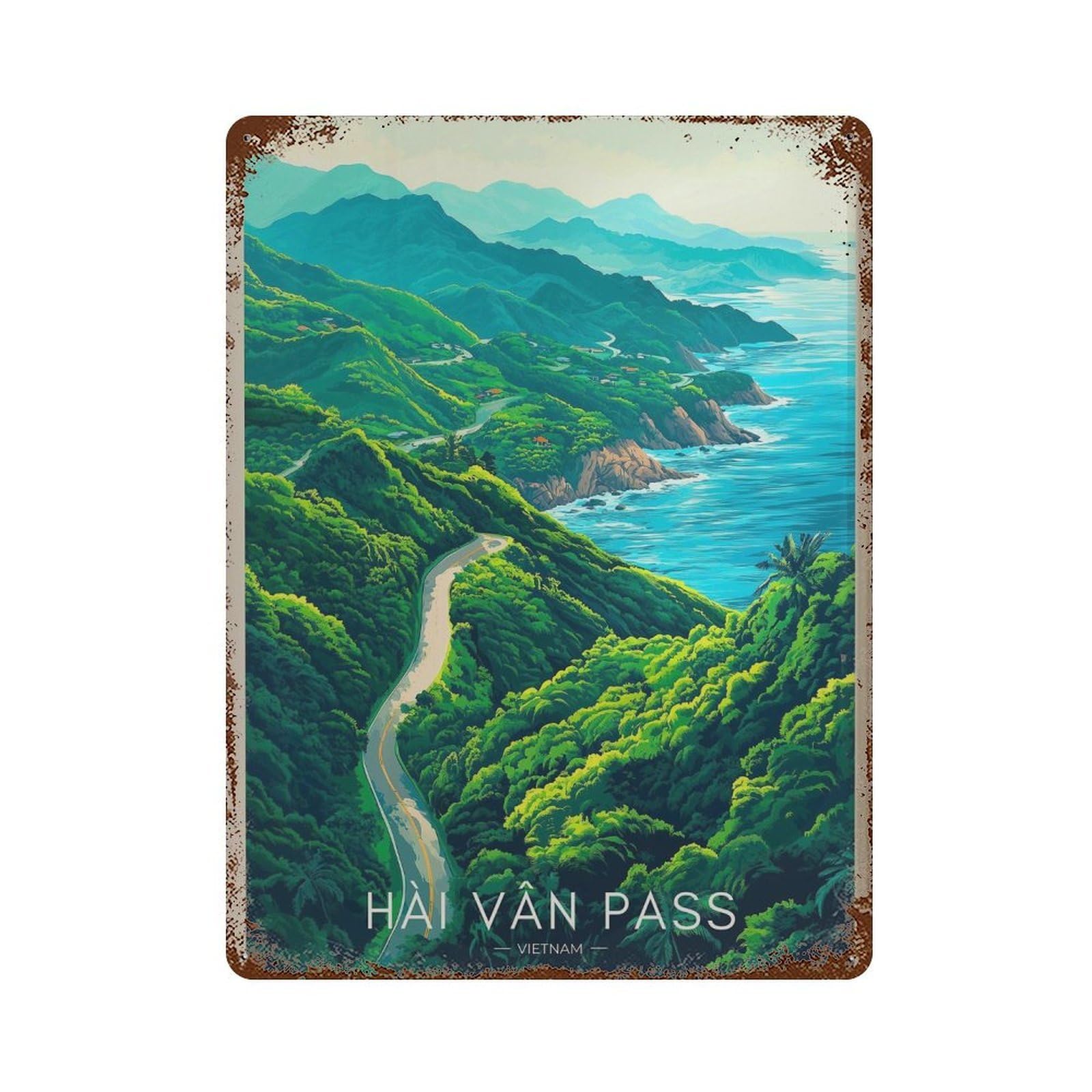 xiaoxiaoshen Hai Van Pass Travel Vietnam Wall Decor Art Metal Tin Poster Modern Home Decor Art Home Bar Shop Decorations Vintage Sign 40x30cm