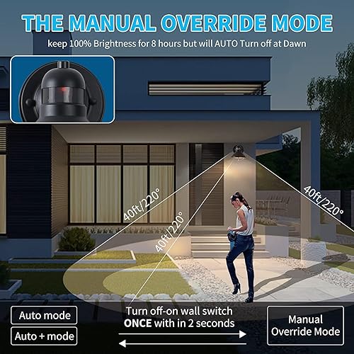 Miniatura 10 de LONEDRUID Paquete de 2 lámparas LED con sensor de movimiento para exteriores para porche, del atardecer al amanecer, aplique de pared exterior