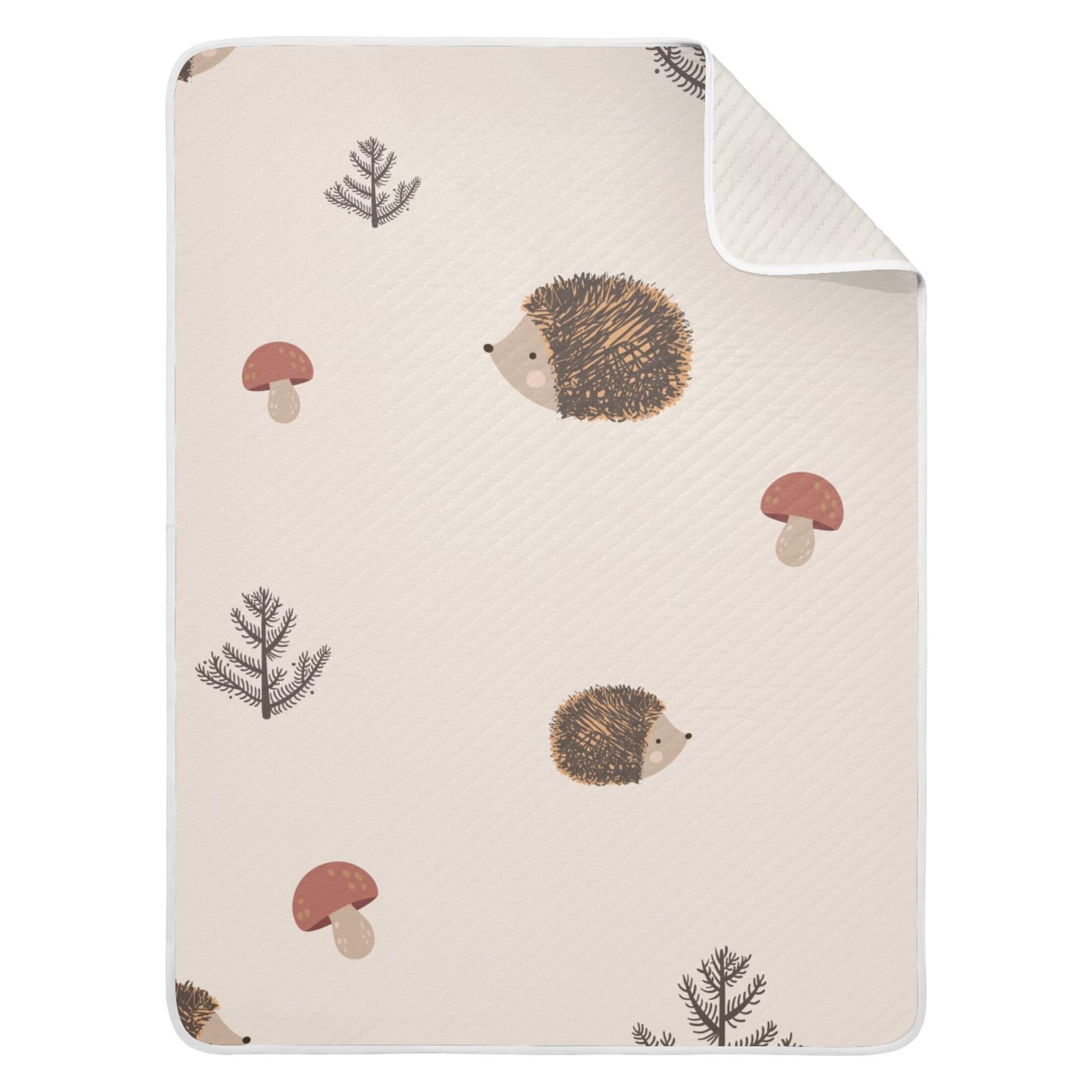 Fuauuyl Hedgehog Mushrooms Baby Blanket for Newborn Boys Girls, Ultra Soft Warm Cozy Bed Throws Blanket Double Layer Newborn Receiving Blanket 30 x 40 Inch