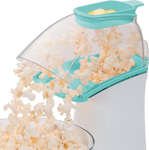 Miniatura 4 de Presto 04869 Popcorn - Taza medidora integrada + mantequilla derretida, fácil de limpiar, envoltura de cable integrada, 18 tazas, aguamarina/blanco