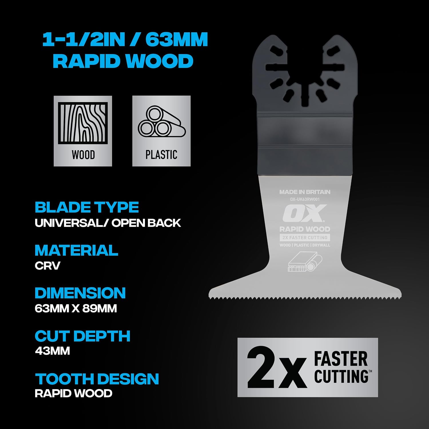 OX Premium Oscillating Tool Blades 3 Pack – Multitool Blades Kit for Wood, Plastic, Drywall - Includes Two 1-1/4" & One 2-1/2" Blades – Universal Fit Oscillating Saw Blades Fit Most Oscillating Saws