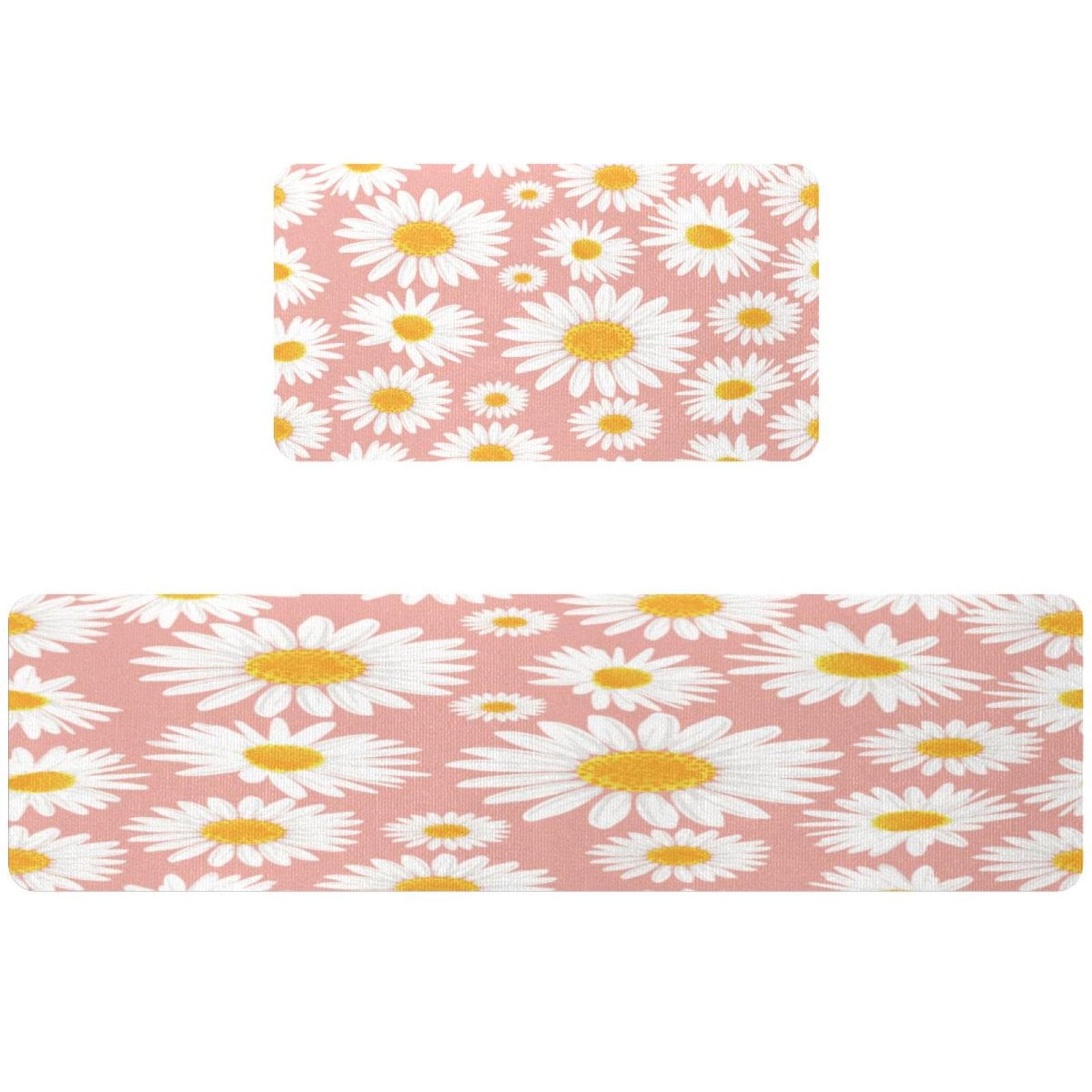 Tapis de cuisine lot de 2 marguerites roses tapis absorbant lavable antidérapant