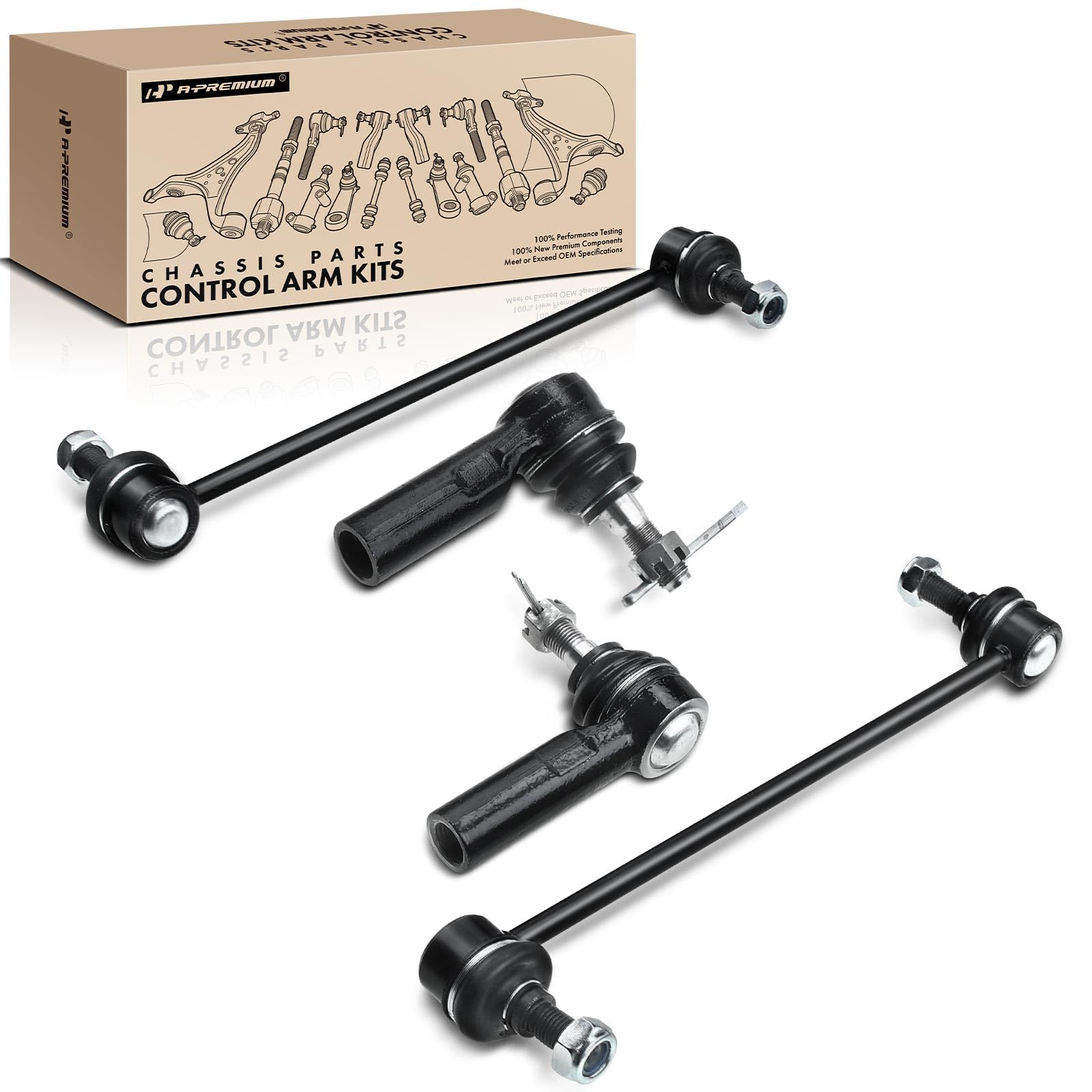A-Premium Set of 4, Front Sway Bar Link, Outer Tie Rod End