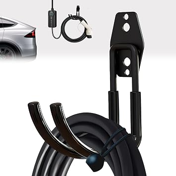 EV Charger Holder Wall Mount | Heavy-Duty J-Hook for Cable Retractor, Durable Steel Hook for Indoor/Outdoor Use, Electric Vehicle Cord Organizer Accessory