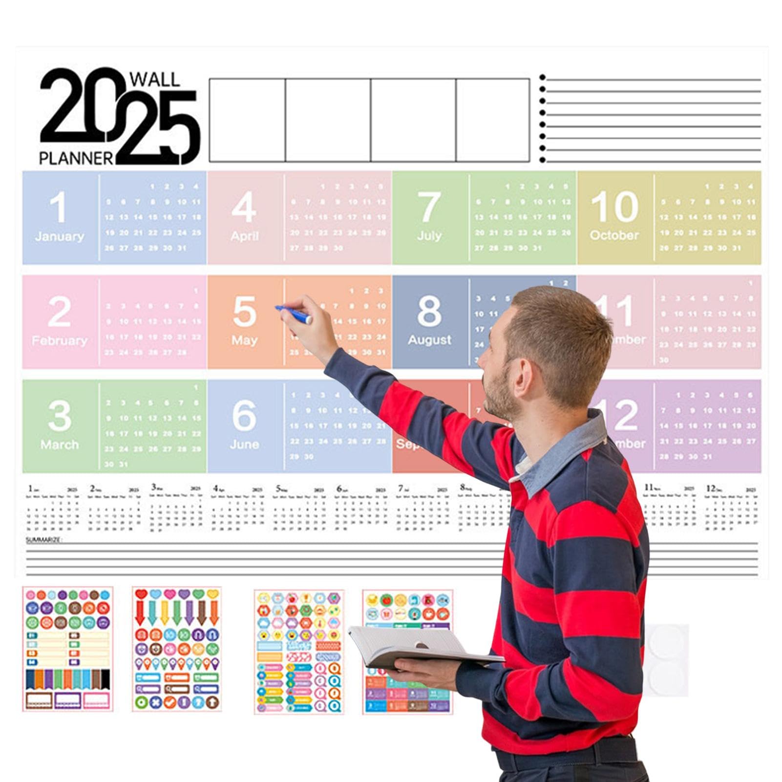 Kalendarz ?cienny 2025 12 miesi?cy, planer roczny 2025 - ca?oroczny kalendarz ?cienny | akcesoria do dekoracji domu, planer od stycznia 2025 r. do grudnia 2025 r. dla dzieci i doros?ych