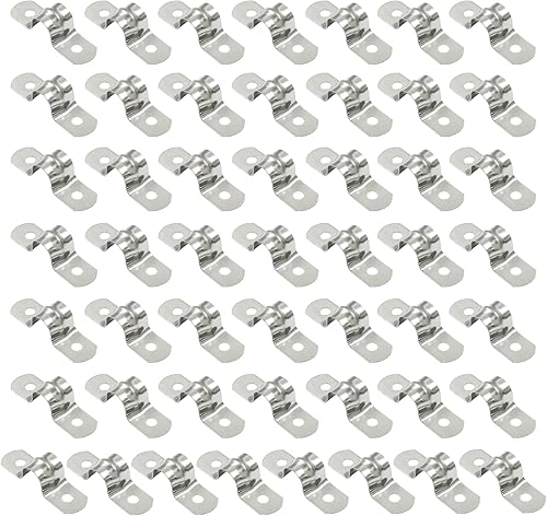 Miniatura 5 de Piutouyar Paquete de 50 correas M8 de dos agujeros en U de acero inoxidable 304 rígido para tubería de tubo resistente, clip de tensión (0.31
