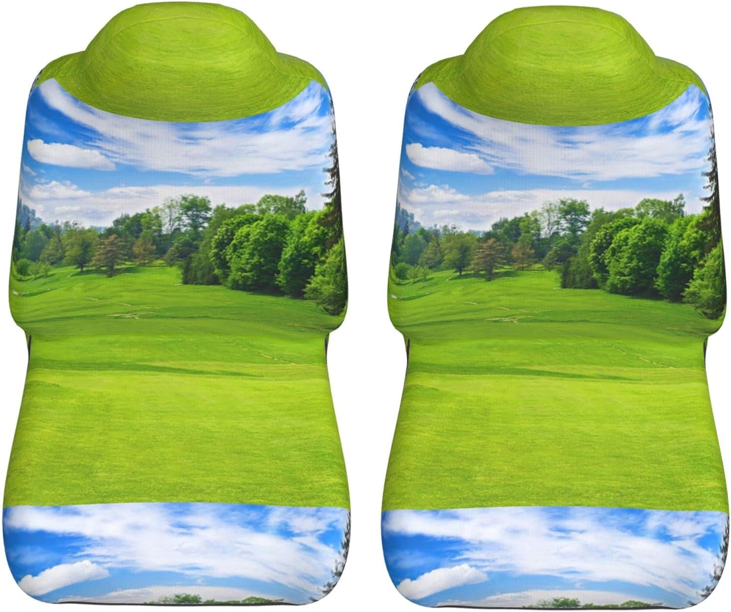 Evealyn Vancouver Golf Course Printed 2 Pcs Automotive Seat Covers for Front with Elastic Straps Car Protector Seat Covers for Car SUV Truck
