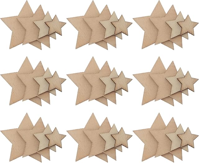 100pcs Wooden Star Slices Mini DIY Blank Wooden Craft Ornaments Unfinished Pieces Wedding Party Crafts Making Scrapbook Decoration