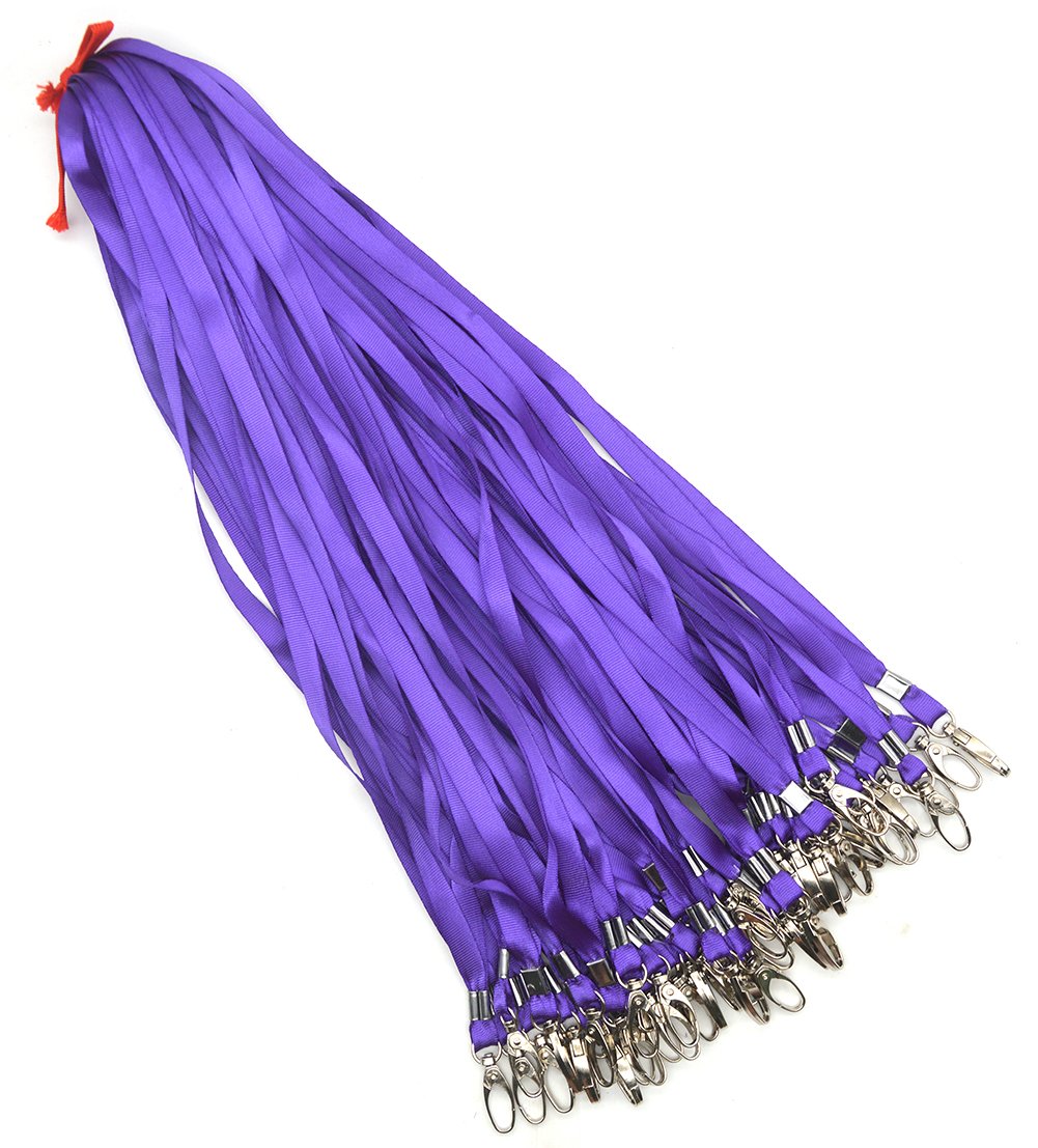 Bird Fiy Purple Lanyards 50Pcs 17.5 inch Nylon Lanyard,Lanyards Swivel Hooks Clips Great for ID Name Tags Badges/Key Chains - Image 3