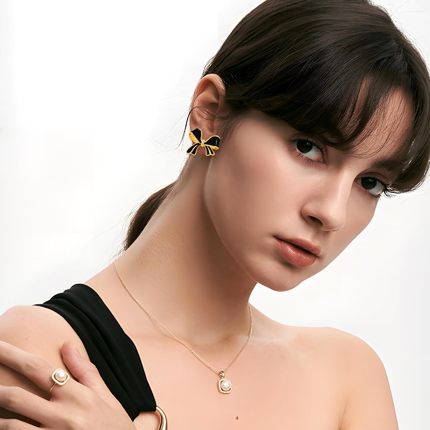 Black Bow Stud Earrings for Women Cute Dainty Small Bow Earrings Trendy Hypoallergenic Jewelry - Image 7