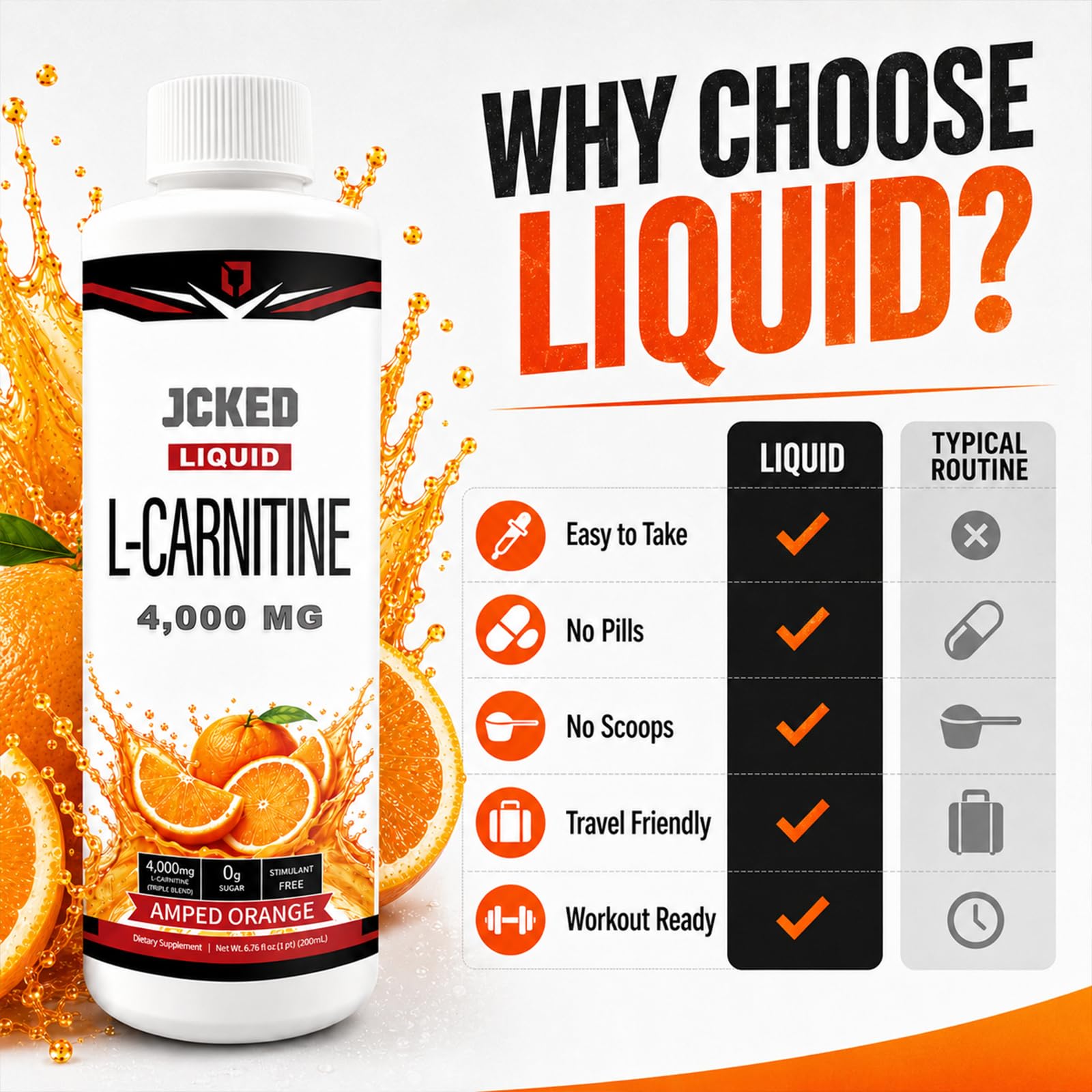 L-Carnitine 4000 Amped Orange, L-Carnitine Supplements 6.76 FL OZ — Amazon image 7