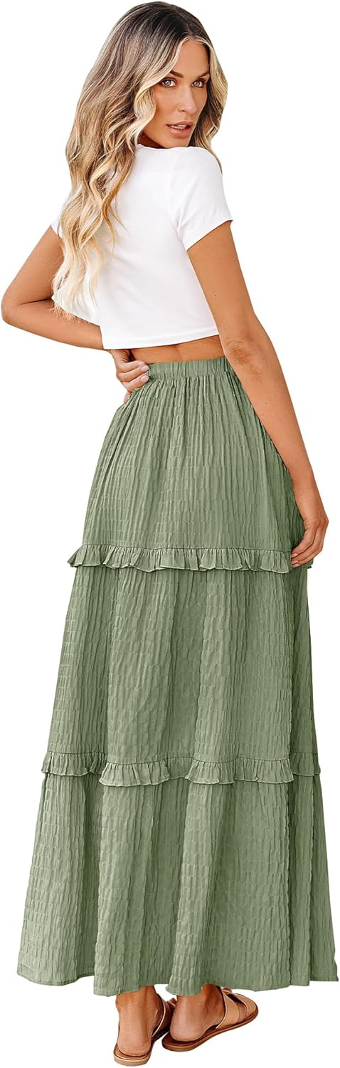 BTFBM Women's Long Summer Skirt 2026 Elegant High Waist Cocktail Party Wedding Guest Dress Flared A-Line Midi Skirts - Image 2