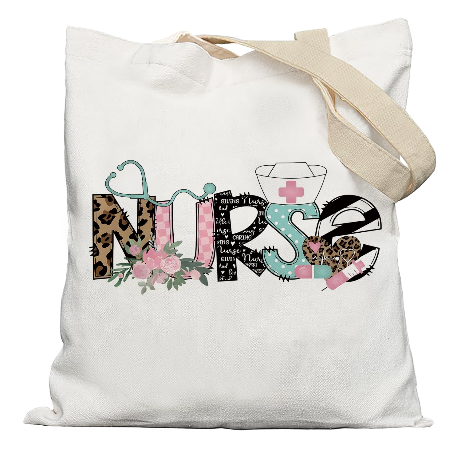 YeiHe Nurse Tote Bag, Nurse Gifts Canvas Tote Bags for Women, Nurses Week Gifts, Nursing Reusable Grocery Shopping Bags