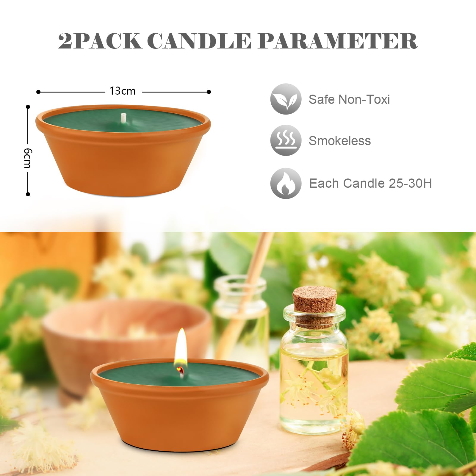 Citronella Kerze Outdoor, 2 Stk Outdoor Kerze Zitronella Kerzen draußen mit Citronella öl & Natürliches Sojawachs, Duftkerzen Set Geschenk für Frauen - Perfekt für Camping, Grillen, Picknicks, Garten