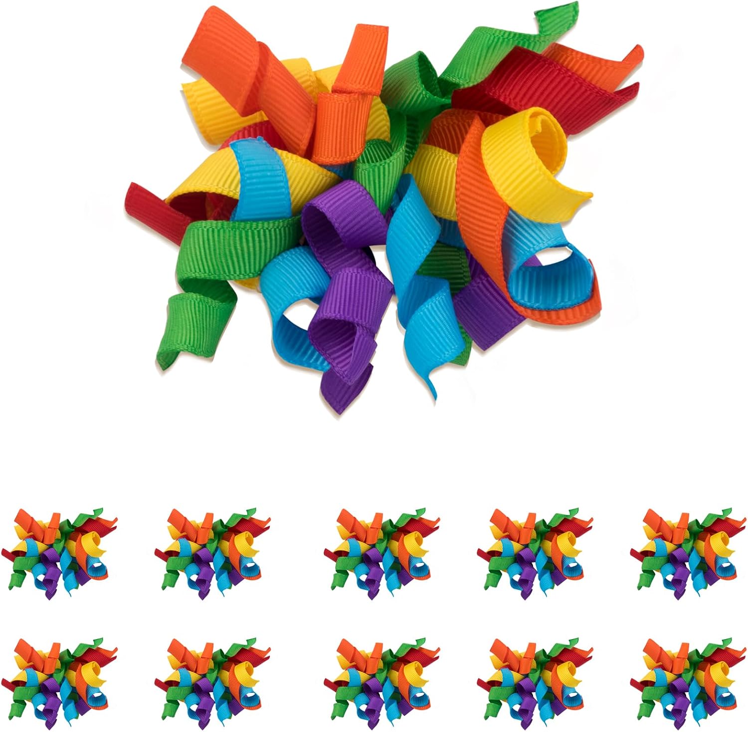 10 Pcs Curly Ribbon Bows for Gift Wrapping, 4 Inch Spiral Satin Gift Bows, for Christmas, Wedding, Birthday, Party Wall Decorations, Crafting - Colourful