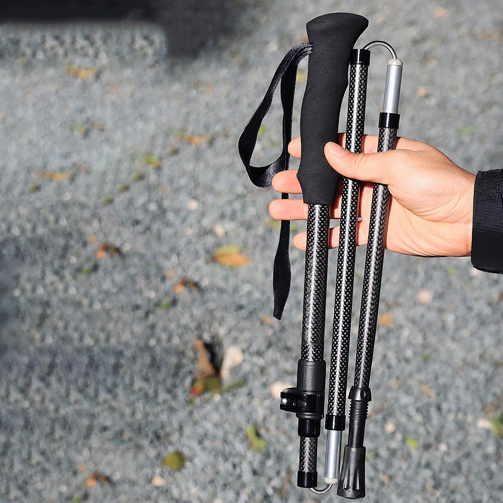 Trekkingstöcke zum Wandern Fünfteilig Faltbare Carbonfaser Ergonomische