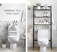 Vista 5 de MallKing Almacenamiento sobre el inodoro, estante de madera de 3 niveles sobre el inodoro, organizador de ahorro de espacio para baño, independiente